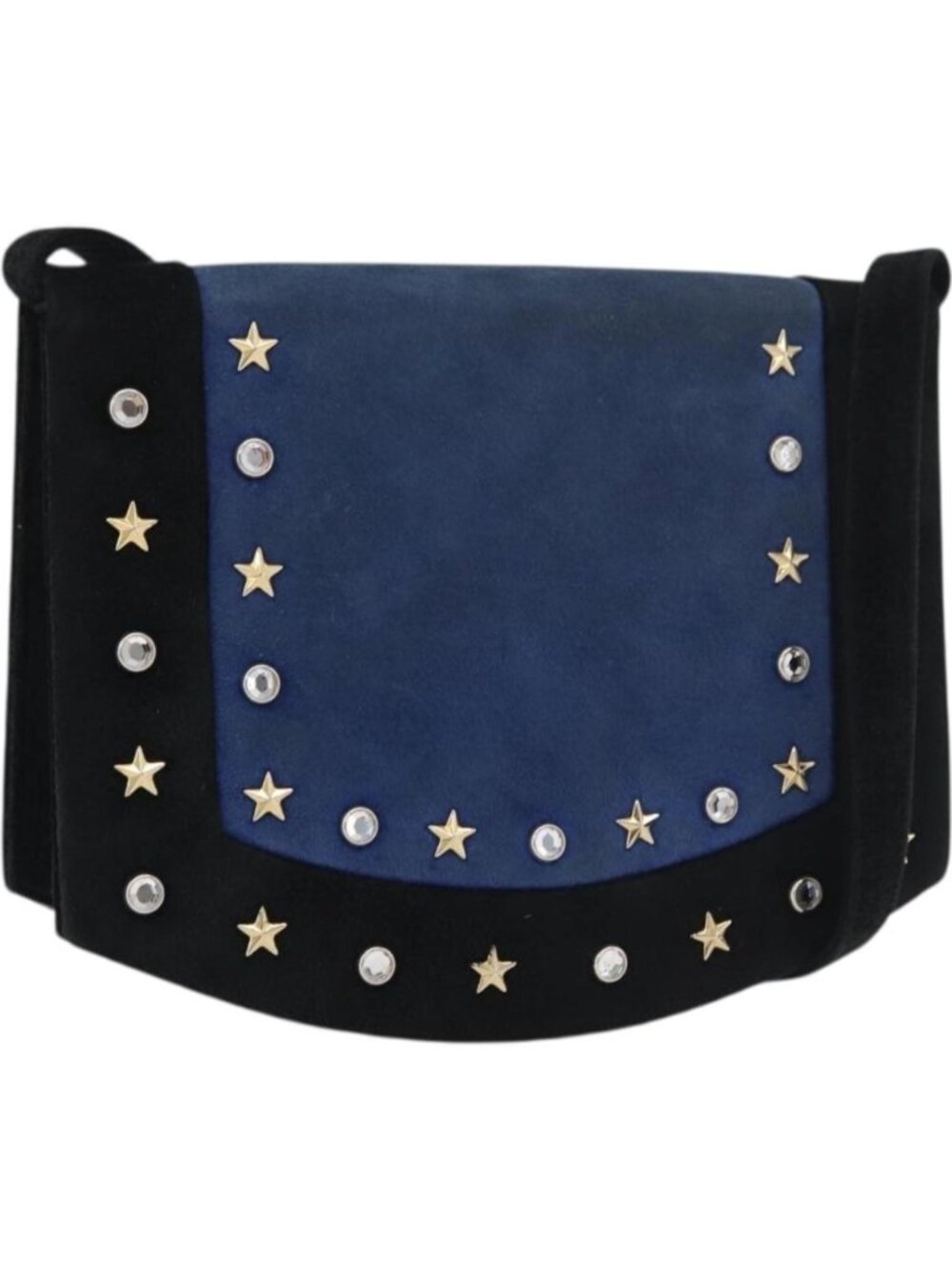 SAINT LAURENT Shoulder Bag Suede Black Gold Silver